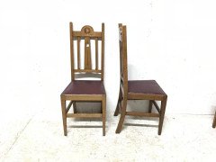 Liberty & Co., Ten Arts & Crafts Oak Dining Chairs with Stylised Floral Details - Thumbnail 5