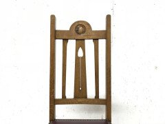 Liberty & Co., Ten Arts & Crafts Oak Dining Chairs with Stylised Floral Details - Thumbnail 8