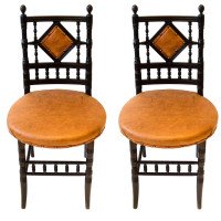 Pair of Arts & Crafts Ebonised Side Chairs by Collinson & Lock - Thumbnail 4