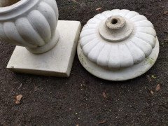 Mid-Century Modern Two-Piece French Concrete Bulbous Fluted Planter on Stand - Thumbnail 9