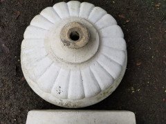 Mid-Century Modern Two-Piece French Concrete Bulbous Fluted Planter on Stand - Thumbnail 12