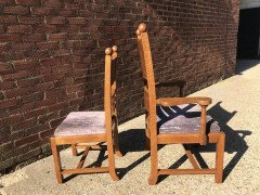 Liberty & Co., Style of. C. F. A. Voysey, Arts & Crafts Oak Dining Set with Ball Finials - Thumbnail 5