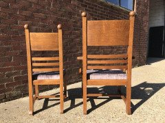 Liberty & Co., Style of. C. F. A. Voysey, Arts & Crafts Oak Dining Set with Ball Finials - Thumbnail 6