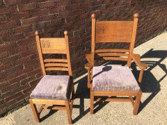 Liberty & Co., Style of. C. F. A. Voysey, Arts & Crafts Oak Dining Set with Ball Finials - Thumbnail 7