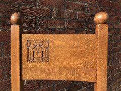 Liberty & Co., Style of. C. F. A. Voysey, Arts & Crafts Oak Dining Set with Ball Finials - Thumbnail 8