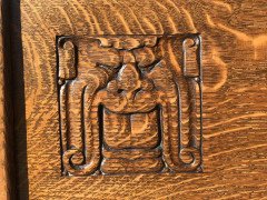 Liberty & Co., Style of. C. F. A. Voysey, Arts & Crafts Oak Dining Set with Ball Finials - Thumbnail 9