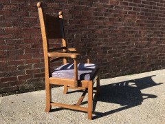 Liberty & Co., Style of. C. F. A. Voysey, Arts & Crafts Oak Dining Set with Ball Finials - Thumbnail 10