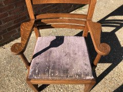 Liberty & Co., Style of. C. F. A. Voysey, Arts & Crafts Oak Dining Set with Ball Finials - Thumbnail 12