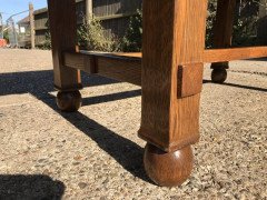 Liberty & Co., Style of. C. F. A. Voysey, Arts & Crafts Oak Dining Set with Ball Finials - Thumbnail 17