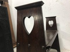 Liberty & Co., an Arts & Crafts Oak Window or Hall Seat with Large Pierced Hearts - Thumbnail 7