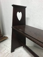 Liberty & Co., Arts & Crafts Oak Window or Hall Seat with Large Pierced Hearts - Thumbnail 8