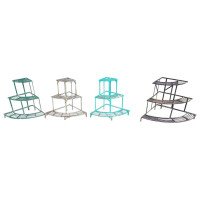 Three French Mid Century Corner Quarter Moon Iron Plant Pot Shelves or Stands