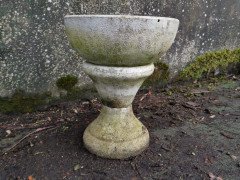 Mid-Century Modern, French Concrete Hourglass Planter on Stand (c.1960) - Thumbnail 2