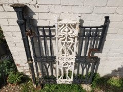 Arts & Crafts Cast Iron Gate with Its Original Side Post All with Floral Details - Thumbnail 4