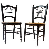 Morris & Co. An Ebonised Rush-Seat Sussex Side Chair by Daniel Gabriel Rossetti - Thumbnail 1