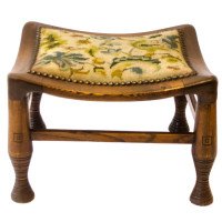 Rare Early Arts & Crafts Oak Liberty & Co. Thebes Stool - Thumbnail 4