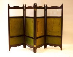 E. W. Godwin, attributed. An Anglo-Japanese Four-fold Screen with Japanese Silk Scenes - Thumbnail 2
