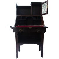 Shapland & Petter Arts & Crafts Fold Down Desk with a Stylised Copper Panel - Thumbnail 3
