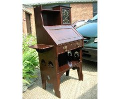 Shapland & Petter Arts & Crafts Fold Down Desk with a Stylised Copper Panel - Thumbnail 5