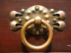Shapland & Petter Arts & Crafts Fold Down Desk with a Stylised Copper Panel - Thumbnail 8