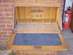 Heal's. A Limed Oak Bureau Bookcase of Slim Proportions on Sledge Style Feet. - Thumbnail 4