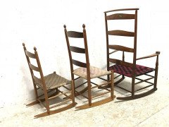 Three American Maple Shaker Ladder Back Rocking Chairs from Mt Lebanon New York. - Thumbnail 3