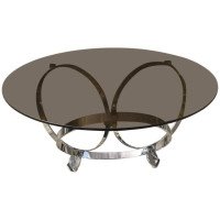Heavy Gage Modernist 1970s Chrome Coffee Table In the style of Knut Hesterberg