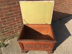 Arts & Crafts Ottoman with All Round Carved Floral Details and Storage Inside - Thumbnail 5