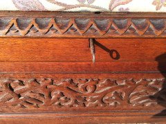 Arts & Crafts Ottoman with All Round Carved Floral Details and Storage Inside - Thumbnail 7