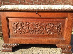 Arts & Crafts Ottoman with All Round Carved Floral Details and Storage Inside - Thumbnail 8
