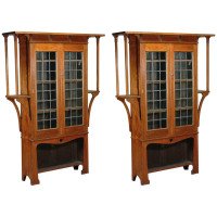 Near Pair of Oak Arts & Crafts Bookcases by Liberty & Co. - Thumbnail 1