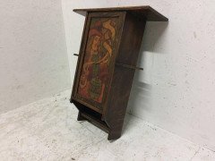 Liberty & Co. Oak Smokers Wall Cabinet with a Gentleman Smoking a Pipe - Thumbnail 2
