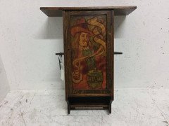 Liberty & Co. Oak Smokers Wall Cabinet with a Gentleman Smoking a Pipe - Thumbnail 4