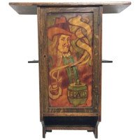Liberty & Co. Oak Smokers Wall Cabinet with a Gentleman Smoking a Pipe - Thumbnail 6