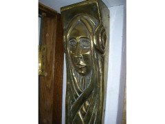A Large Pair of Secessionist Brass Brackets Depicting Art Nouveau Style Maidens - Thumbnail 4