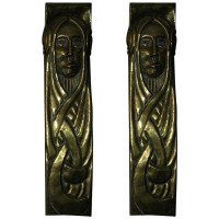 Vienna Secession, c.1900 Pair of Brass Brackets Depicting Art Nouveau Maidens