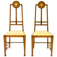 Pair of Arts & Crafts Oak Side Chairs by G. M. Ellwood, Made by J. S. Henry - Thumbnail 1