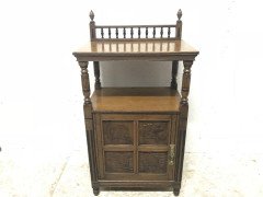 Charles Bevan for Gillow & Co., Aesthetic Oak Cabinet with Birds and Fish - Thumbnail 2