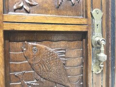 Charles Bevan for Gillow & Co., Aesthetic Oak Cabinet with Birds and Fish - Thumbnail 14