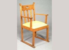 Pair of Oak Armchairs In the style of Liberty & Co. with heart cut-outs backs - Thumbnail 15