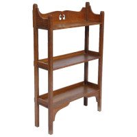Small Arts & Crafts Oak Bookcase with Stylised Cut-Out to the Top - Thumbnail 1