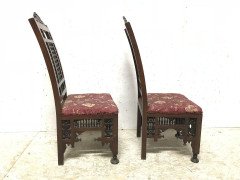 Liberty & Co. A Pair of Moorish Side Chairs with Carving & Moucharabieh Turnings - Thumbnail 4