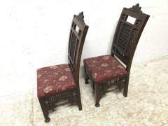 Liberty & Co. A Pair of Moorish Side Chairs with Carving & Moucharabieh Turnings - Thumbnail 8
