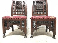 Liberty & Co. A Pair of Moorish Side Chairs with Carving & Moucharabieh Turnings - Thumbnail 13