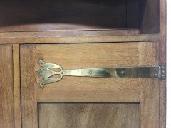 Liberty & Co., a Slim Arts & Crafts Walnut Bookcase with Stylised Copper Hinges - Thumbnail 4