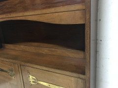 Liberty & Co., a Slim Arts & Crafts Walnut Bookcase with Stylised Copper Hinges - Thumbnail 8