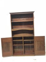 Liberty & Co., A Slim Arts & Crafts Walnut Bookcase with Stylised Copper Hinges - Thumbnail 3