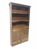 Liberty & Co., A Slim Arts & Crafts Walnut Bookcase with Stylised Copper Hinges - Thumbnail 2