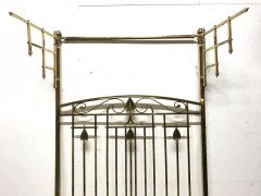 An Arts & Crafts Cast Brass Half Tester Double Bed with Stylised Floral Details - Thumbnail 7