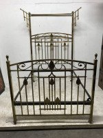 An Arts & Crafts Cast Brass Half Tester Double Bed with Stylised Floral Details - Thumbnail 8